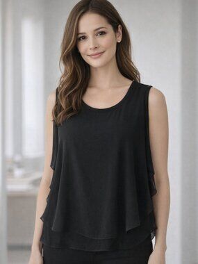 Pebble & Stone Chiffon Sleeveless Blouse – Size Large